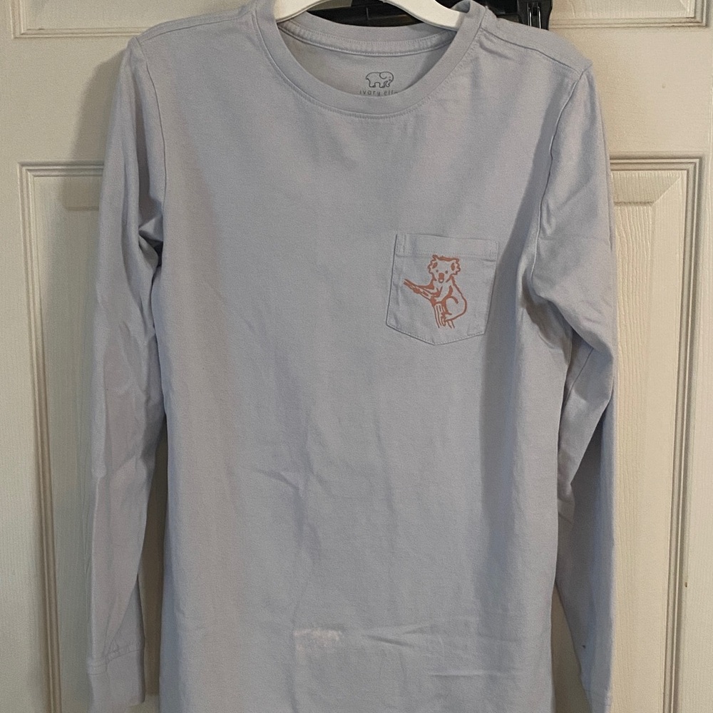 Ivory Ella Light Blue Koala Bear wildlife Organic Cotton Shirt long sleeve XS